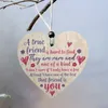 Handmade Wooden Heart Shaped Hanging Gift Plaque Pendant Family Friendship Love Sign Wine Tags Christmas Tree Small Hanging hearts Decor W0