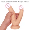 Huge Double Dildos Penetration Vagina and Anus Soft Skin Feel Penis Headed Phallus sexy Toys for Women Masturbation