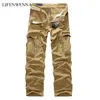 Mäns byxor Lifenwenna 2022 Spring Cargo Män Bomull Taktiska Byxor Arbeta Mens Overaller Pantalon Homme