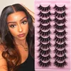 Faux cils oeil de chat moelleux Faux vison cils 8D 3D vaporeux Curl cils 10 paires Pack dramatique long épais Volume naturel Faux cils