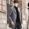 Men's Wool & Blends Winter Men Coats Woolen Solid Long Sleeve Jackets Fleece Overcoats Streetwear Fashion Trench Outerwear T220810