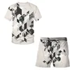 Summer Short Sleeve Suit Mens Face 3D Print Abstract T-Shirts Shorts 2st Set Tracksuit Men/Women Beach Clothing 220624