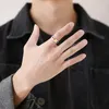 Ringos de cluster Fashion Rainbow Love Heart Ring For Women Jóias de Casamento Antecedual de Aço Antelhado