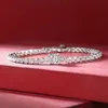 100% 925 STERLING Gümüş Zincir Yaratılan Moissanite Taş Barko Bangle Charm Düğün Bilezik İnce Takı Toptan Damla