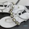 2022 Summer Fashion Flat Buty damskie Wygodne perły skórzane stały kolor