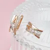 Pendientes de circonita con cierre de rosca, Color oro rosa, huecos para mujer, Clip-on Mill22