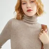 Kvinnors tröjor Turtleneck Cashmere Sweater Women Winter Jumpers Stick Kvinnlig långärmad tjock tät pullovervinnor