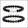 Beaded Strands Armband smycken Natural Black Tiger Eye Stone P￤rlarna Lovers Energy Charm Valentines Day G DHNY8
