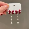 Ciondola il lampadario di moda coreano lungo nappa fiocco perla orecchini pendenti per le donne lusso carino decorazione del partito gioielli da sposa 2022 tendenza