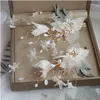 1ペア美しい花バレットイヤリングセットスウィートブライドのヘッドピースの結婚式のヘアアクセサリー0615