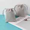 100 Personalized Drawstring Velvet Bag Grey Jewelry Packaging Chic Small Wedding Party Pouch Christmas Birthday Gift Bags226L