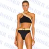 Designer Swimsuit Womens Bikini Set Gold Print Swimwear For Women High Waist Ladies Bathing Suits