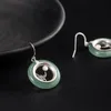 Dangle żyrandol Real S925 srebrne kolczyki w stylu chińskim damski etniczny zimny wiatr ins tide aventurine jadeolingsdangle fa