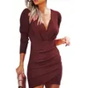 Casual Dresses Sexig kvinna Slim Nightclub Party Lady V Neck LongeChes Elegant Cool Girl Holiday Clothing SizeCasual CasualCasual