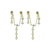 Новый дизайн-обруч Micro Pave Clear CZ Station Link Chain Кисточка Серьги-капли для женщин Минимальные нежные висячие украшения