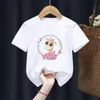 T-Shirts weißes Kind Baby Tier mit Blumenkranzjungen Tops Tee Kinder Sommer Mädchen Geschenk Präsentieren Kleidung Drop Ship-Shirts