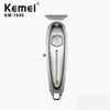 Kemei km-1949 profissional cabelo clipper todos os homens de metal aparador de cabelo sem fio elétrico 0mm baldeaded t lâmina acabamento máquina de corte de cabelo254k