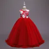 Cute Girl Kids Long Wedding Ceremony Dresses Teenage Mesh Dress Children's Clothing Party Elegant Princess Long Tulle FS7801 0725