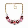 Cadeia de ouro da moda de moda no atacado colorido colorido colar de flores de flores de cristal para mulheres jóias garfo godl22