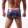 Underpants Men's Underwear Boxer Shorts Fashion Rainbow Print Pants Nylon Casual Colorful U Convex Mens Stage Performance PantiesUnderpa