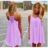 Beach Mini Dresses Summer Womens Candy Slip Dress Mesh Panel Backless Chiffon Dress S-5XL