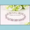 Link Chain Bracelets Jewelry 3A Cz Round Square Cut For Women Pink Iced Out Tennis Bangle Bracelet Hiphop Class Dhehe