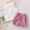 Småbarn Girls Summer Clothes Set 2022 Kids Two Piece Outfit Baby Boys Tracksuits Sleeveless Tank Shirt Topps and Shorts Suit 1-6Y G220509