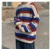 Maglioni da uomo Autunno Inverno Maglione a righe lavorato a maglia Uomo Casual Pullover oversize Unisex Allentato Caldo Streetwear Maglieria per adolescentiOlga22 da uomo