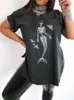 Camiseta con estampado de calavera de sirena para mujer