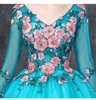 2022 Vintage Turcja Koronka Suknia Balowa Suknia Ślubna Z Długim Rękawem Princess Lebanon Illusion Jewel Neck Arab Bride Bridal Suknia Suknia