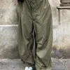 Odessa Chic Pantalones de carga de gran tamaño Mujeres 90s Streetwear Hip Hop Estilo Baggy Cintura ajustable Cordón Y2K Pantalón largo femenino 220725