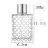 100ml Travel Portable Square Grids Clear Refillable Bottle Glass Empty Perfume Pump Bottle Spray Atomizer Cosmetic Containers