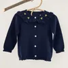Jackets Baby Girls Embroider Cardigan Coats Fashion Children Outwear Coat Long Sleeve Kids Knit 1-7YrsJackets