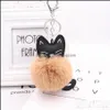 Porte-clés Bijoux 8cm boule de fourrure artificielle pour les femmes 15 styles doux peluche animal chat pompon porte-clés sac charme pendentif Fashi Dhov6