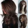 Coiffes de synthèse de cheveux cosplay fantaisiste W Long Wig Wigs pour femmes ombre brun mixte couleurs résistantes à la chaleur perruque synthétique 220225