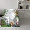 毛布ジャングル動物漫画キリンゾウスローブランケット家の装飾ソファ暖かいマイクロファイバー寝室