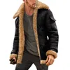 Men's Hoodies & Sweatshirts Lapel Vintage Thicken Faux-Fur' Jackets Style Leather Sleeve Men Jacket Winter Padded Collar Sheepskin Coat