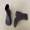 Dress Shoes Split Toe Women Ninja Tabi Ankle Boot Round Heel 3.5cm Medium Pig Feet Woman Short Female Leather 220715