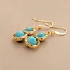 Dangle & Chandelier Unique Women Earrings Turquoises Gold Tone Hoop Natural Stone Boho Jewelry Gifts DropshipDangle Farl22