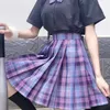 ZOKI Plaid Frauen Falten Rock Bogen Knoten Sommer Hohe Taille Adrette Mädchen Tanz Mini Rock Nette EINE Linie Harajuku Sexy japan Faldas 220701