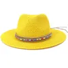 Geniş Memlu Şapkalar HT3653 İlkbahar Yaz Güneş Şapkası Kadın Boncuklar Grubu Fedoras Panama Ladies Saman Tatil Plajı Cap Kadın Disket Eger22