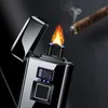 Real Fingerprint Lighter Luxury Big Arc Plasma USB 4 in 1 Smart Display Charge Flame Lighter Friends Gifts Torch