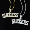 Iced Out Success ketting hanger met touwketting bling 5a kubieke zirkon kettingbrieven sieraden mode mannen vrouwen cadeau