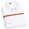 Herren-Langarmhemd aus solidem, pflegeleichtem Stretchmaterial, für formelle Geschäfts-, Büro-/Arbeitskleidung, Standard-Passform, solide Freizeithemden 220621