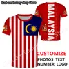 Malaysia T Shirt DIY Darmowe niestandardowe numerem nazwy Mys T-Shirt Nation Flag My Malay Malaysian Country College Print Po Ubrania 220609