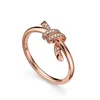 925 Sterling Silver Knot Schmetterlingsringfrau Plattierung 18K Roségold Luxus Mode Hochzeitsgeschenk 2207266227878