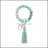 Smycken tillbehör baby barn moderskapsile kärlek pärlor tassel charm armband nyckelringar wrap armband nyckelring hänger f dh5aq