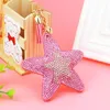 Keychains Fashion Jewelry Cute Women Key Chain Cover Rhinestone Inlaid Leather Tassel Star Fish Cap Gift Colors Wholesale Enek22