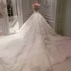 Luxury Appliques Lace Sequin Pleated Wedding Ball Gowns Custom Made 2022 Saudiarabien Bridal Formell Maxi Gown Romantic Bes121