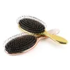 Golden Color Boar Bristle Brushes Professional Salon Hairdressing Brush Hair Extensions